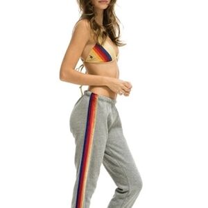 Aviator Nation Gray Joggers with Multicolor Stripe